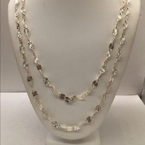 Sterling Silver Diamond Cut Starburst Chain Necklace 60″ Long by JCM